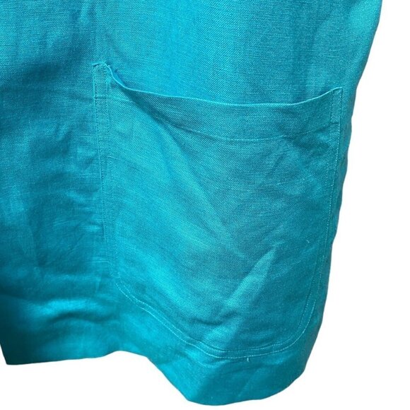BOB MACKIE Jacket Size Large Turquoise Blue Embroidered Linen Blend Womens - Picture 7 of 12